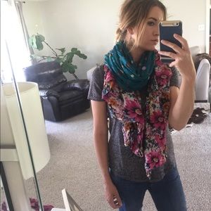 🎉 floral and polka dot scarf